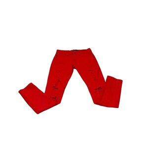 Copper Rivet Jeans Slim Fit Men Jeans Size 30 / 32 Ripped Distressed Jeans Red